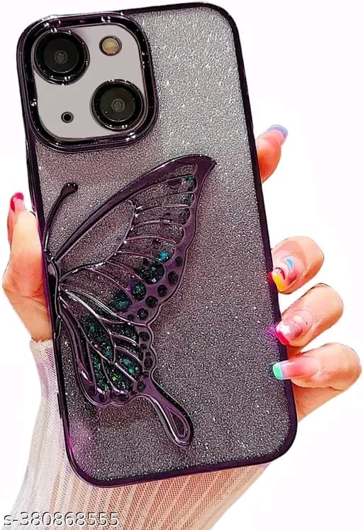 Designed for iPhone 13 / iPhone 14 / iPhone 15 Cover with Luxury Glitter Cute Butterfly Plating Design Aesthetic Women Teen Girls Back Cover Cases for iPhone 13 / iPhone 14 / iPhone 15