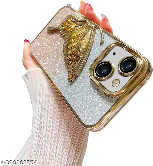 Designed for iPhone 13 / iPhone 14 / iPhone 15 Cover with Luxury Glitter Cute Butterfly Plating Design Aesthetic Women Teen Girls Back Cover Cases for iPhone 13 / iPhone 14 / iPhone 15