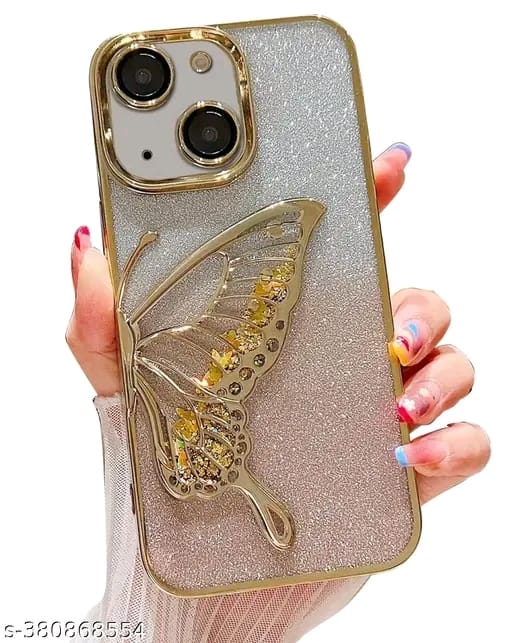 Designed for iPhone 13 / iPhone 14 / iPhone 15 Cover with Luxury Glitter Cute Butterfly Plating Design Aesthetic Women Teen Girls Back Cover Cases for iPhone 13 / iPhone 14 / iPhone 15