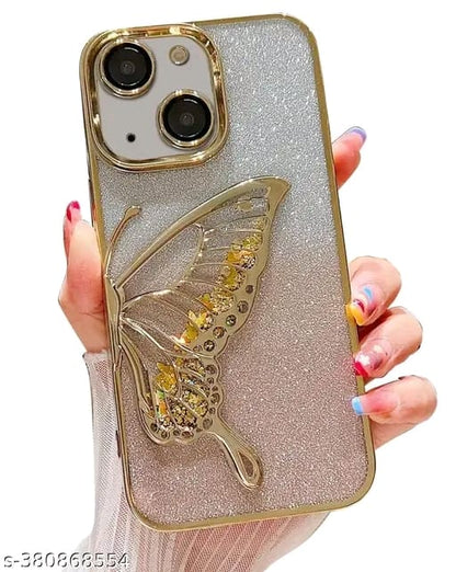 Designed for iPhone 13 / iPhone 14 / iPhone 15 Cover with Luxury Glitter Cute Butterfly Plating Design Aesthetic Women Teen Girls Back Cover Cases for iPhone 13 / iPhone 14 / iPhone 15