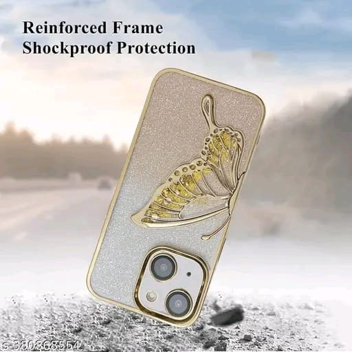 Designed for iPhone 13 / iPhone 14 / iPhone 15 Cover with Luxury Glitter Cute Butterfly Plating Design Aesthetic Women Teen Girls Back Cover Cases for iPhone 13 / iPhone 14 / iPhone 15