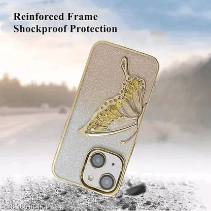 Designed for iPhone 13 / iPhone 14 / iPhone 15 Cover with Luxury Glitter Cute Butterfly Plating Design Aesthetic Women Teen Girls Back Cover Cases for iPhone 13 / iPhone 14 / iPhone 15