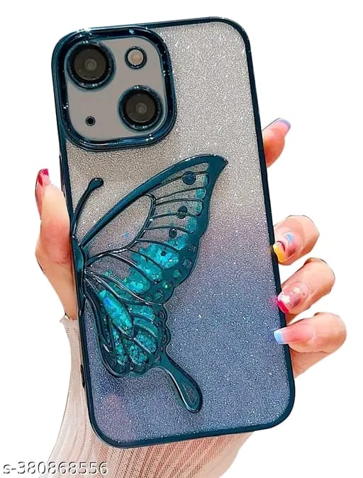 Designed for iPhone 13 / iPhone 14 / iPhone 15 Cover with Luxury Glitter Cute Butterfly Plating Design Aesthetic Women Teen Girls Back Cover Cases for iPhone 13 / iPhone 14 / iPhone 15