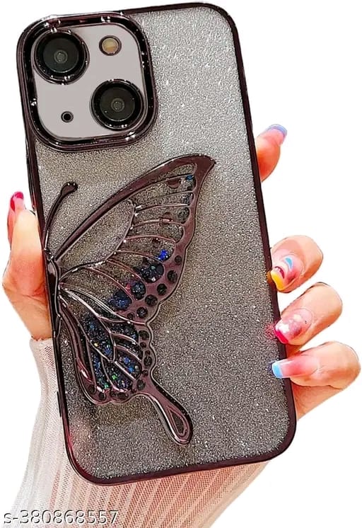 Designed for iPhone 13 / iPhone 14 / iPhone 15 Cover with Luxury Glitter Cute Butterfly Plating Design Aesthetic Women Teen Girls Back Cover Cases for iPhone 13 / iPhone 14 / iPhone 15