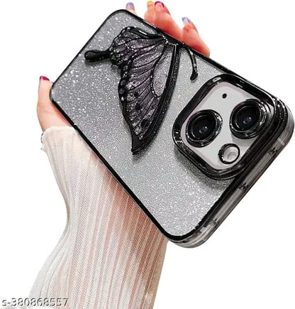 Designed for iPhone 13 / iPhone 14 / iPhone 15 Cover with Luxury Glitter Cute Butterfly Plating Design Aesthetic Women Teen Girls Back Cover Cases for iPhone 13 / iPhone 14 / iPhone 15