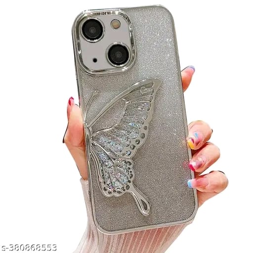 Designed for iPhone 13 / iPhone 14 / iPhone 15 Cover with Luxury Glitter Cute Butterfly Plating Design Aesthetic Women Teen Girls Back Cover Cases for iPhone 13 / iPhone 14 / iPhone 15