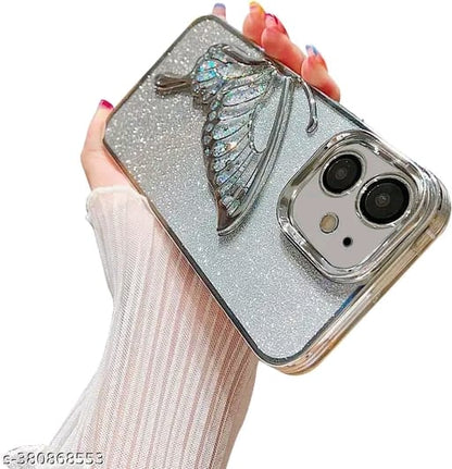Designed for iPhone 13 / iPhone 14 / iPhone 15 Cover with Luxury Glitter Cute Butterfly Plating Design Aesthetic Women Teen Girls Back Cover Cases for iPhone 13 / iPhone 14 / iPhone 15