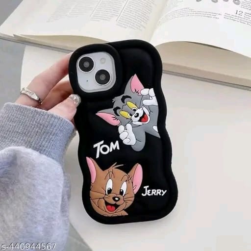 Elevate Soft Tom & Jerry Case Cover for i Phone 13, 3D Cute Cartoon Design Full Protective Case for i Phone 13 - Black
