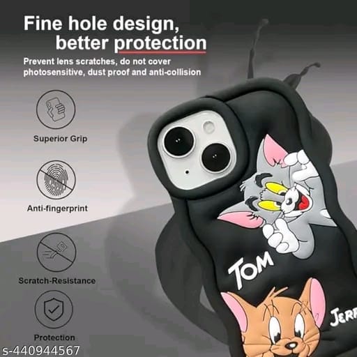 Elevate Soft Tom & Jerry Case Cover for i Phone 13, 3D Cute Cartoon Design Full Protective Case for i Phone 13 - Black