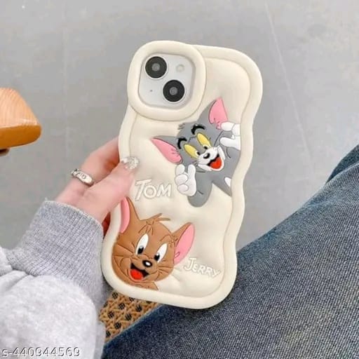 Elevate Soft Tom & Jerry Case Cover for i Phone 13, 3D Cute Cartoon Design Full Protective Case for i Phone 13 - Black