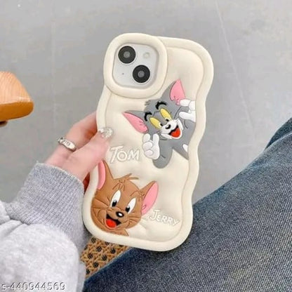 Elevate Soft Tom & Jerry Case Cover for i Phone 13, 3D Cute Cartoon Design Full Protective Case for i Phone 13 - Black