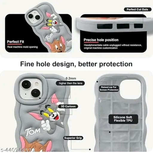 Elevate Soft Tom & Jerry Case Cover for i Phone 13, 3D Cute Cartoon Design Full Protective Case for i Phone 13 - Black