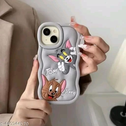 Elevate Soft Tom & Jerry Case Cover for i Phone 13, 3D Cute Cartoon Design Full Protective Case for i Phone 13 - Black