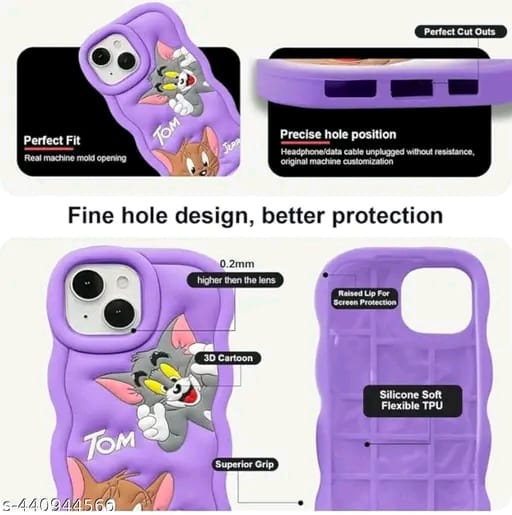 Elevate Soft Tom & Jerry Case Cover for i Phone 13, 3D Cute Cartoon Design Full Protective Case for i Phone 13 - Black
