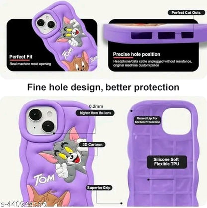 Elevate Soft Tom & Jerry Case Cover for i Phone 13, 3D Cute Cartoon Design Full Protective Case for i Phone 13 - Black