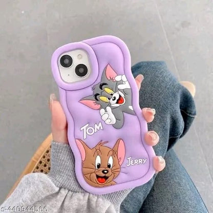 Elevate Soft Tom & Jerry Case Cover for i Phone 13, 3D Cute Cartoon Design Full Protective Case for i Phone 13 - Black