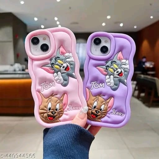 Elevate Soft Tom & Jerry Case Cover for i Phone 13, 3D Cute Cartoon Design Full Protective Case for i Phone 13 - Black