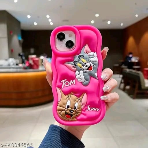 Elevate Soft Tom & Jerry Case Cover for i Phone 13, 3D Cute Cartoon Design Full Protective Case for i Phone 13 - Black