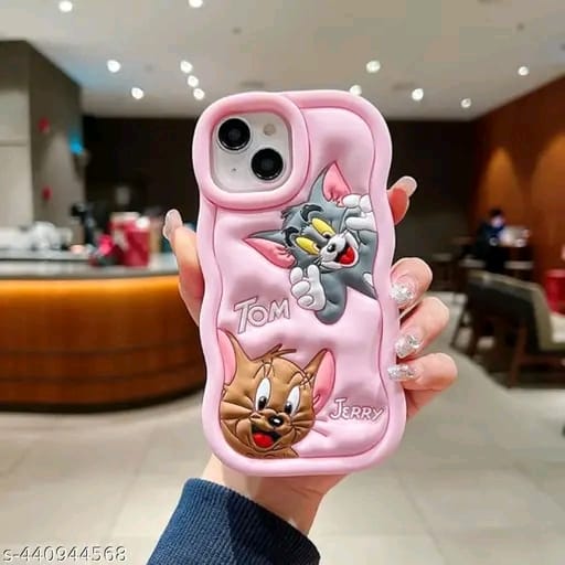 Elevate Soft Tom & Jerry Case Cover for i Phone 13, 3D Cute Cartoon Design Full Protective Case for i Phone 13 - Black
