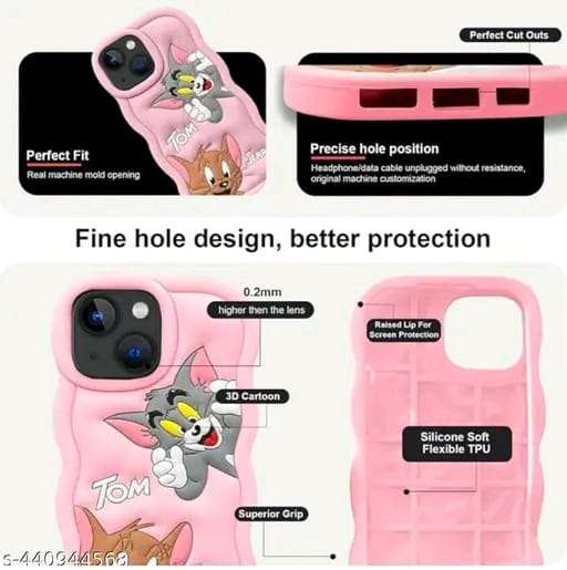 Elevate Soft Tom & Jerry Case Cover for i Phone 13, 3D Cute Cartoon Design Full Protective Case for i Phone 13 - Black