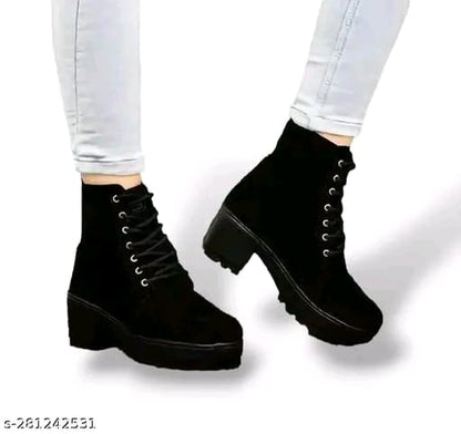 Trendy Premium Quality Trending and Stylist Boot for Girls Latest Stylish Mid-Top Heels Ankle Velvet Boots for Women/Girls/Ladies.