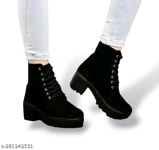 Trendy Premium Quality Trending and Stylist Boot for Girls Latest Stylish Mid-Top Heels Ankle Velvet Boots for Women/Girls/Ladies.