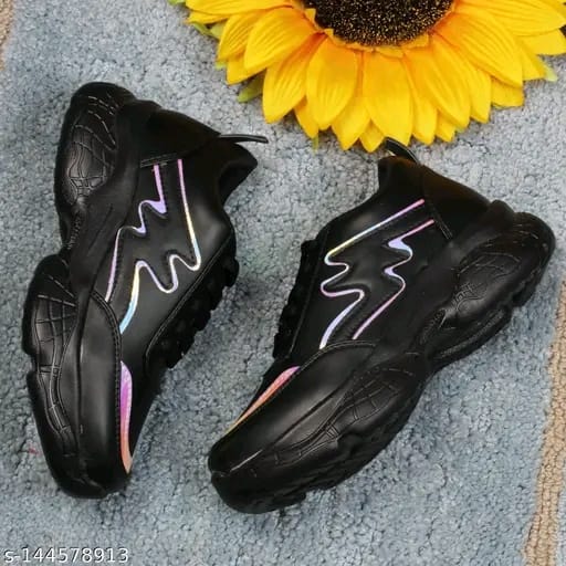 Womens Shoes Sports Sneaker Shoes Design M Sticker Lace-Up Solid Lightweight Sports Sneaker Shoes for Women's & Girls
