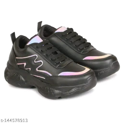Womens Shoes Sports Sneaker Shoes Design M Sticker Lace-Up Solid Lightweight Sports Sneaker Shoes for Women's & Girls