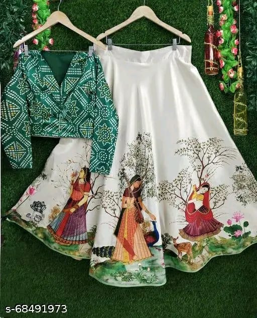 Bandhani Women's Pure Silk Blend Lehengha Choli