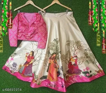 Bandhani Women's Pure Silk Blend Lehengha Choli