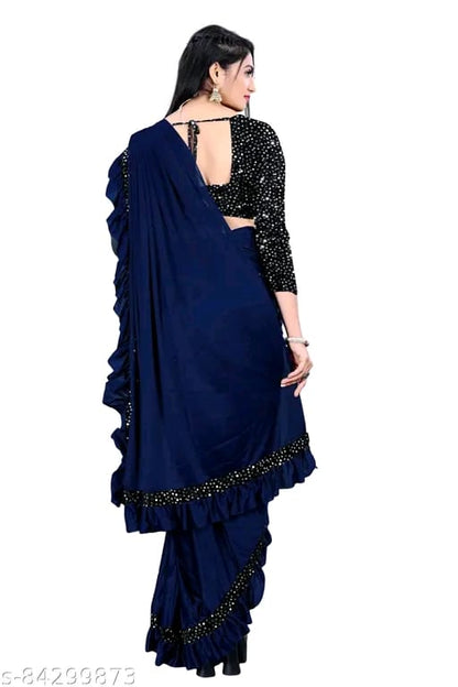 FANCY Black Ruffle Wadding Saree With Blouse