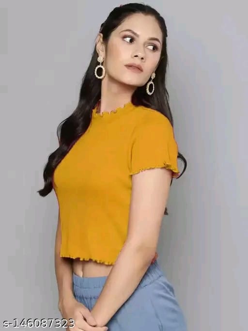 SHORT SLEEVE CROP TOP FOR WOMEN