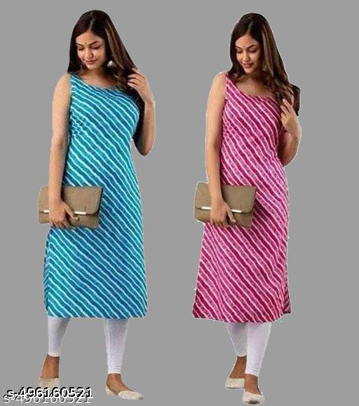 Polyster/Crepe fabric-Womens Kurtis Pack Of 2