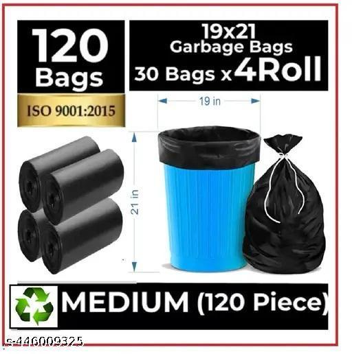 Stysol Biodegradable Garbage Bags 19 X 21 Inches (Medium Size) 120 Bags (4 Rolls) Dustbin Bag/Trash Bag - Black Color