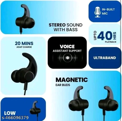 Bluetooth Neckband | Wireless Neckband | Crispy And Clear Sound Quality Deep Bass 20Hr Battery Type C Fast Charging Magnetic Lock |Premium Metal Look & Crystal-Clear Mic Sound | Bluetooth Headphones | Bluetooth Earphone Under 299rs | Bluetooth Headset