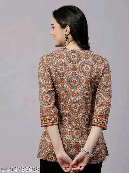 "Women's Rayon Printed Short Kurta | Short Kurta For Women | Short Kurta | Printed Short Kurta | | Womens Printed Cotton Top | Short Kurti | "