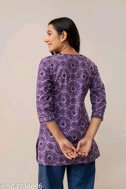 "Women's Rayon Printed Short Kurta | Short Kurta For Women | Short Kurta | Printed Short Kurta | | Womens Printed Cotton Top | Short Kurti | "