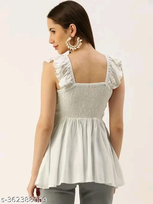 PRG Casual Sleeveless White Women Top