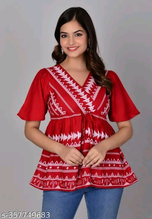 womens rayon printed top, partywear top, festival top, daily wear top, long top, pritned top