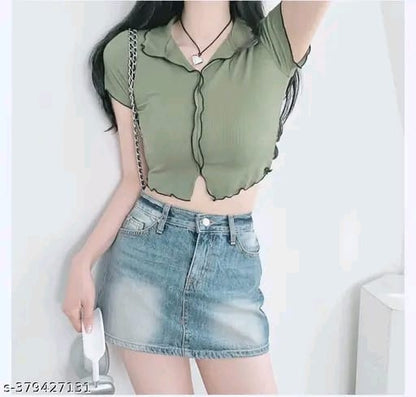 Half Shirt, Midriff Top or Cutoff Shirt Verdusa Ruched Crop Top: The Perfect Summer Top