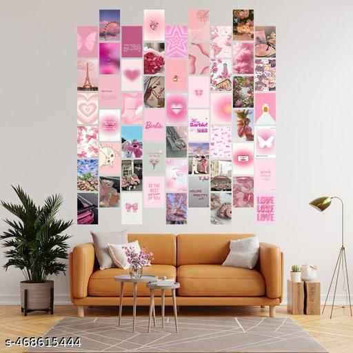 ThePosterMart Aesthetic PINK Collage Kit Wall Posters Collections | Set of 54 | 4x6 inch each | Wall Collage Kit, aesthetic posters | Room Decor Photo Collection | Posters for Room Decoration