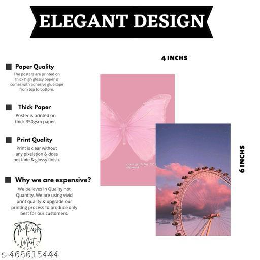 ThePosterMart Aesthetic PINK Collage Kit Wall Posters Collections | Set of 54 | 4x6 inch each | Wall Collage Kit, aesthetic posters | Room Decor Photo Collection | Posters for Room Decoration