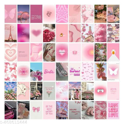 ThePosterMart Aesthetic PINK Collage Kit Wall Posters Collections | Set of 54 | 4x6 inch each | Wall Collage Kit, aesthetic posters | Room Decor Photo Collection | Posters for Room Decoration