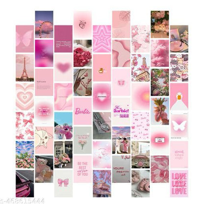 ThePosterMart Aesthetic PINK Collage Kit Wall Posters Collections | Set of 54 | 4x6 inch each | Wall Collage Kit, aesthetic posters | Room Decor Photo Collection | Posters for Room Decoration