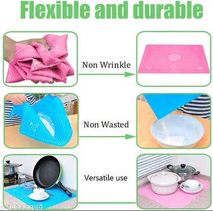 Roti Mat, Baking Mats, Non-Stick Silicon Reusable Pastry Fondant Dough Roti Chapati Rolling Baking Sheet mat with Measurements | Liner Heat Resistance Table Placemat Pad Pastry Board (colour may vary depending on availability)