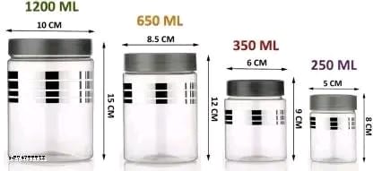 Premium 16 pcs Line Printed Storage Container With 16 Pcs Spoon (FREE) , (4 Piece-1200ml , 4 Piece - 650ml , 4 Piece -350ml , 4 Piece -250ml Each), Color - Silver Clear |BPA FREE | STORAGE CONTAINER ..