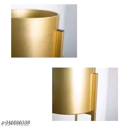 Modern Metal Floor Tall Indoor Plant Stand Flower Stands for Living Room Bedroom Display Plant Stand with Planter Pot Set Of 3 Gold |