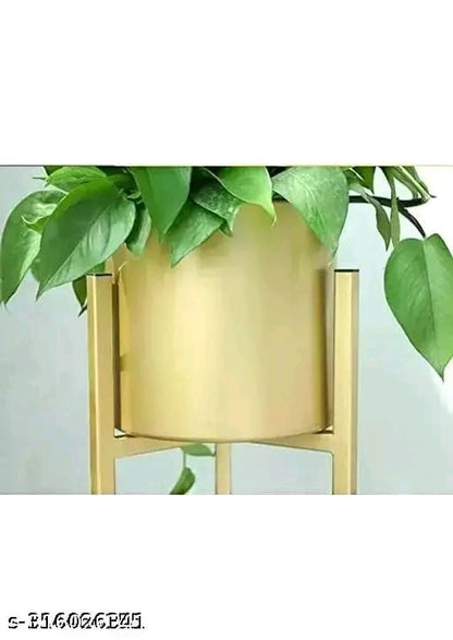 Modern Metal Floor Tall Indoor Plant Stand Flower Stands for Living Room Bedroom Display Plant Stand with Planter Pot Set Of 3 Gold | flower stand | plant stand metal |