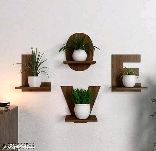 Designer Love Text Alphabet Dark Walnut Shelves Set Of 4