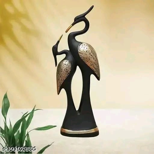 Premium Swan Pair of Kissing Duck Showpieces for Home and Office Decor- Antique Showpieces (14 Inches, Black and Gold)